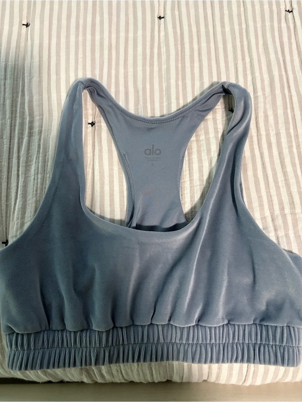 ALO Yoga Steel Blue Racerback Sports Bra. 100% AUTHENTIC!